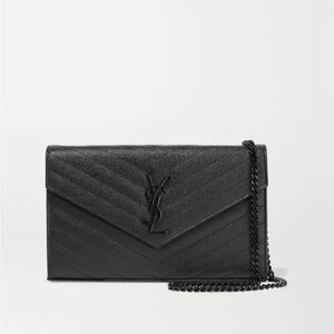 SAINT LAURENT Cassandre Chain matelassé textured-leather wallet
